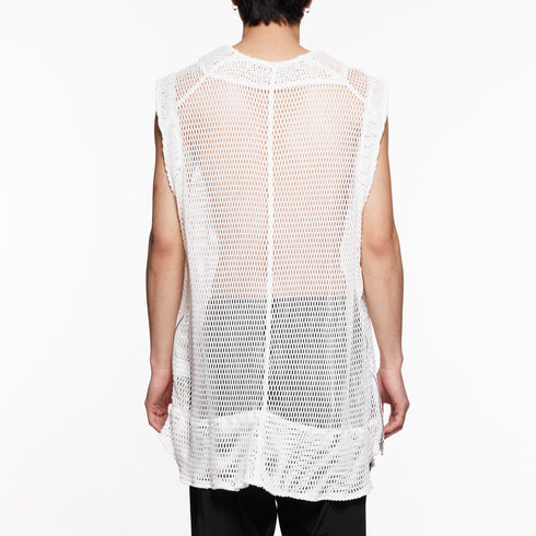 818KNM6 White / Mesh Seamed Vest - JULIUS