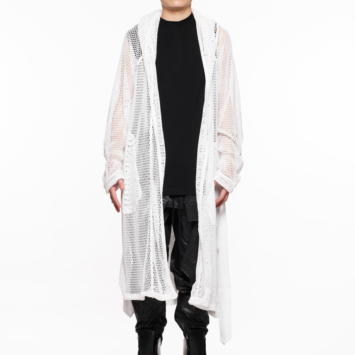 818KNM2 White / Mesh Hooded Robe - JULIUS – JULIUS OFFICIAL STORE 