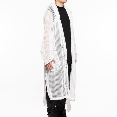 818KNM2 White / Mesh Hooded Robe - JULIUS