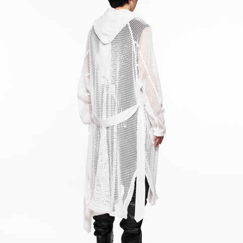818KNM2 White / Mesh Hooded Robe - JULIUS