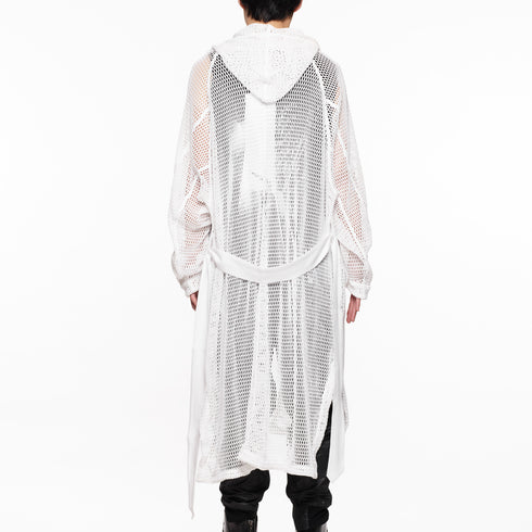 818KNM2 White / Mesh Hooded Robe - JULIUS