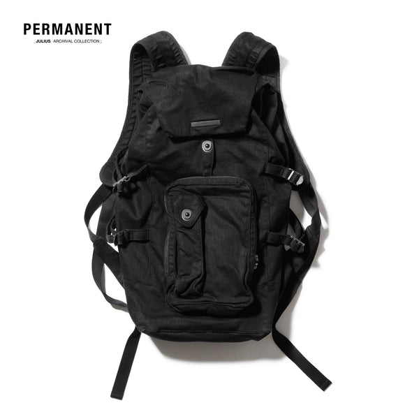 Coating Denim Gas Mask Backpack - Black - JULIUS OFFICIAL